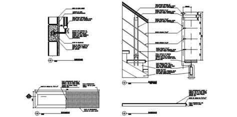 Handrail For Staircase Section And Construction Details Dwg File Cadbull