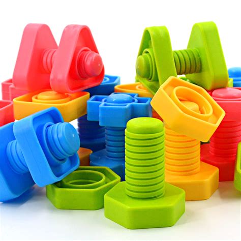 Tomyou Jumbo Nuts And Bolts Toys Shape Color Recognition 32 Pcs