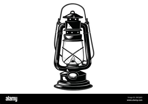 Vintage Camping Lantern Silhouetteflat Tourist Oil Lantern Outline
