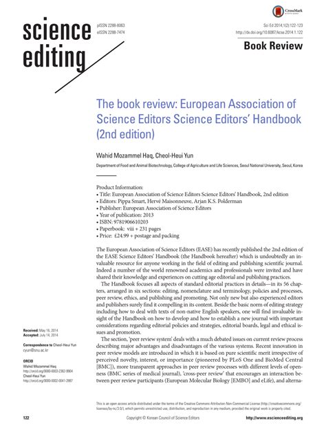 Pdf The Book Review European Association Of Science Editors Science