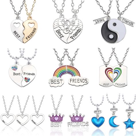 Best Friend Necklace Women Crystal Heart Tai Chi Crown Best Friends Forever Necklaces Pendants