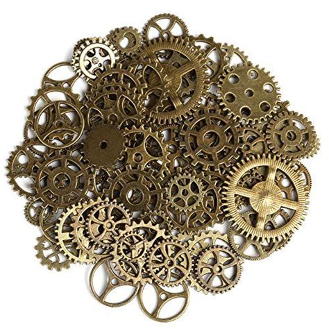 Naler 80pcs Antique Gears Wheels Skeleton Steampunk Pendant Charms