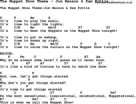 Song The Muppet Show Theme By Jim Henson And Sam Pottle Song Lyric For