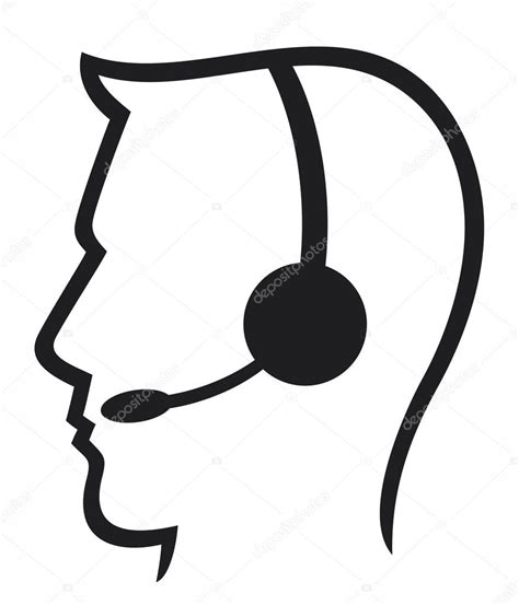 Headset Symbol Man Headset Call Center Icon Face With Headset