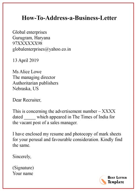 How To Write A Formal Address Letter
