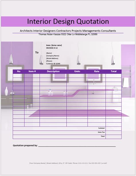 19+ Free Interior Design Quotation Templates - MS Office Documents