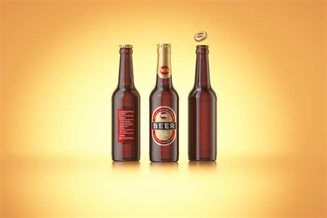 Packaging 3d Model Of A Beer Brown Glass Bottle 330ml With Crown Cork