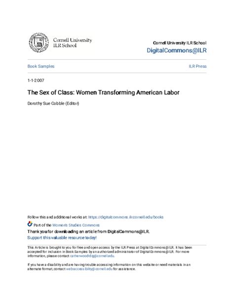 pdf the sex of class women transforming american labor dorothy sue cobble