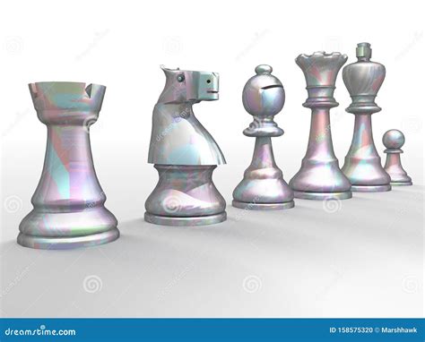Silver Chess Pieces Stock Illustration Illustration Of Chrome 158575320