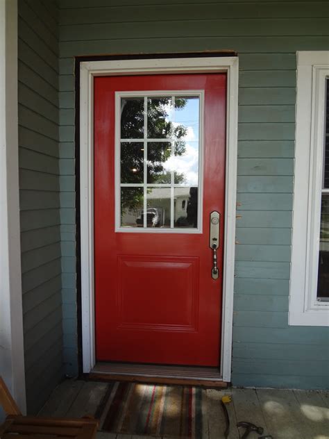Red Front Door As Surprising Door Design For Modern Home