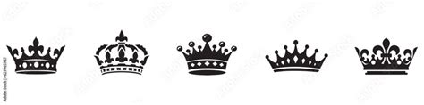 Crown Icon Set Crown Sign Collection Royal Crown Symbol Collection