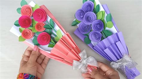 How To Make Paper Rose Flower Bouquet Flower Bouquet Wrapping Diy