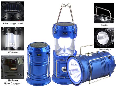 Solar Collapsible Led Lantern 3 In 1 Rechargeable Flashlight And Usb