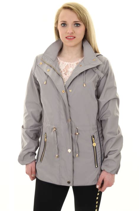 Ladies Hooded Long Sleeve Smart Waterproof Lightweight Rain Coat Jacket