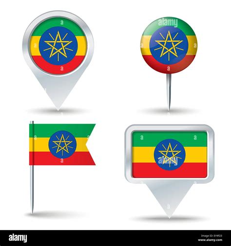 Map Pins With Flag Of Ethiopia Vector Illustration Stock Vector Image