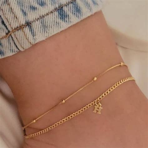 Personalised Initial Dainty Gold Anklet Initial Gold Anklet Etsy In