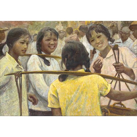 Lot HE PEI PEI XXE SIÈCLE Jeunes filles chinoises Huile sur toile