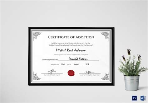 Adoption Certificate Template 19 Free Pdf Psd Format Download