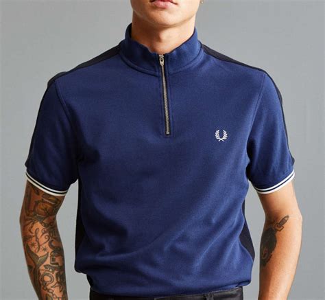 fred perry zip neck pique polo shirt urban outfitters