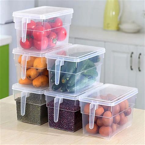 portable plastic refrigerator fridge sealed food fruits storage box organizer container in