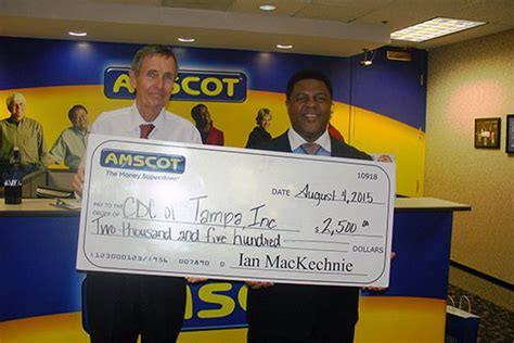 I just came from the amscot in florida city, i'm dead tired from my overnight shift at work, and i went in to get a money order for my rent. Amscot contributes $2,500 to the CDC, a local organization fighting poverty while revitalizing ...