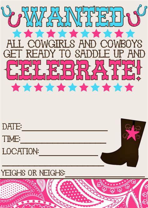 8 Best Images of Printable Western Birthday Invitations - Free