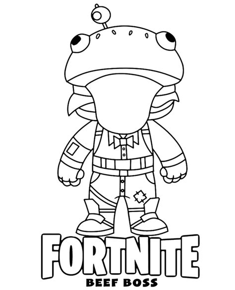The beef boss fortnite outfit is part of the durrr burger set released during season 5. Fortnite coloring page Beef Boss skin