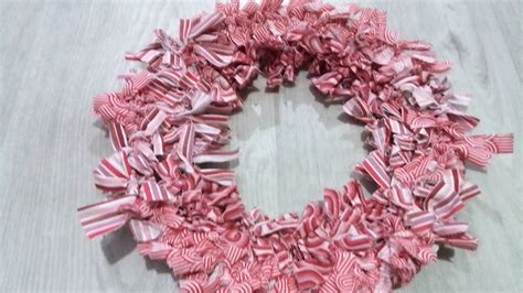 Making Another Rag Wreath Using My 25p Poundland Xmas Wreath And Fabric