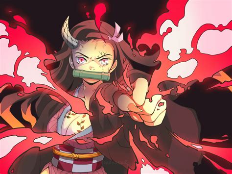 I drew Nezuko's transformation. Drawn in Procreate (including animated