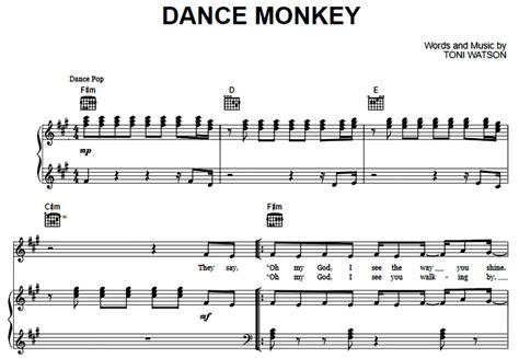 Tones And I Dance Monkey Free Sheet Music Pdf For Piano The Piano Notes