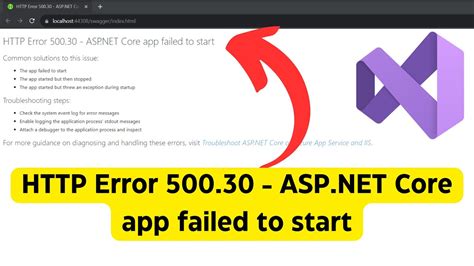 Error Asp Net Core App Failed To Start Youtube