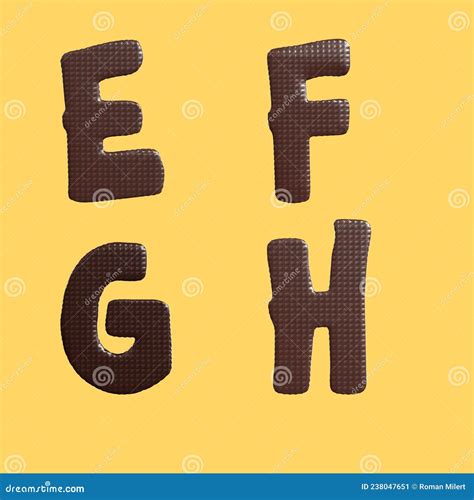 Chocolate Waffle Letters Alphabet Letters E H Stock Illustration