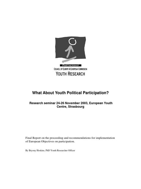 2003 Youth Political Participation Report Social Capital Youth