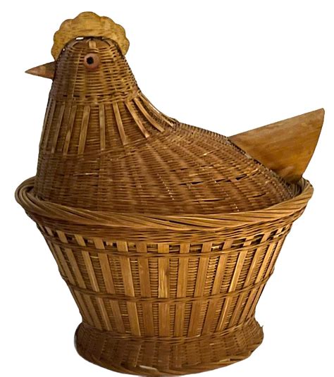 Vintage Wicker Chicken Basket Handmade Farmhouse Rural Folk Etsy