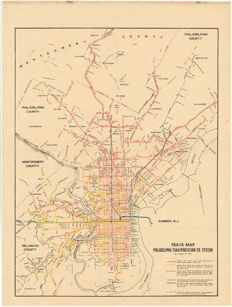 Philadelphia Transportation Co Pennsylvania Track Map 1945 Aug 31