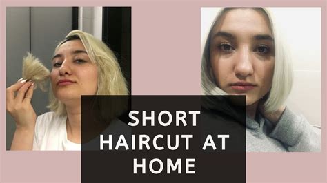 How To Cut Your Own Hair Short Bob Haircut Diy At Home Youtube