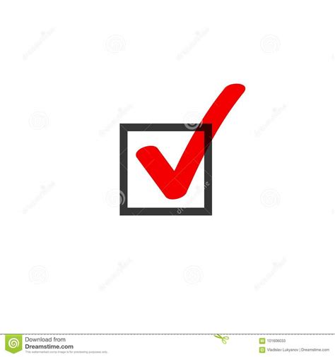 Tick Icon Vector Symbol Doodle Style Red Checkmark Isolated On White