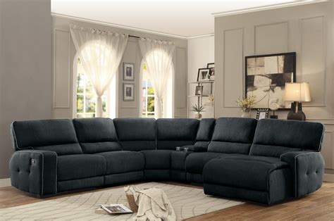 Homelegance Keamey Reclining Sectional Sofa Set A Polyester Dark