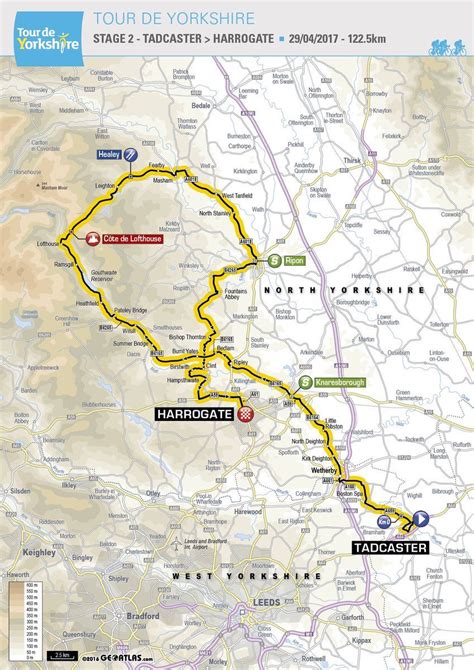 Tour De Yorkshire 2017 Single Stage Competitive Cycling Route Through