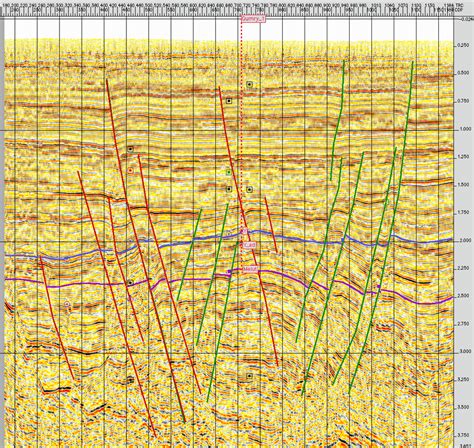 3d Seismic Section Showing Faults And Horizons Picking Download