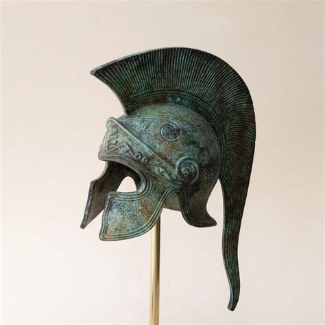 Ancient Greek Corinthian Bronze Metal Helmet With Long Crest