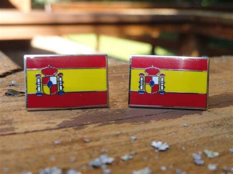 Spanish Flag Cufflinks By Loudcufflinks On Etsy 22 00 Stock Box Card Stock Bar Earrings