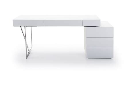 Modern white computer desk drawer laptop pc table home office workstation uk. White Contemporary Office Desk with Storage Oakland ...