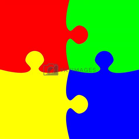 Colorful Four Pieces Puzzle By Georgios Vectors And Illustrations Free