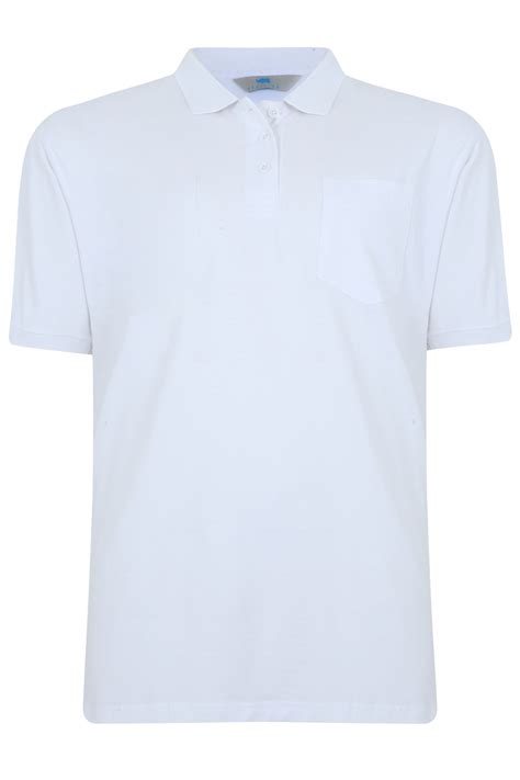 Badrhino White Plain Polo Shirt Tall Extra Large Sizes Mlxl2xl3xl