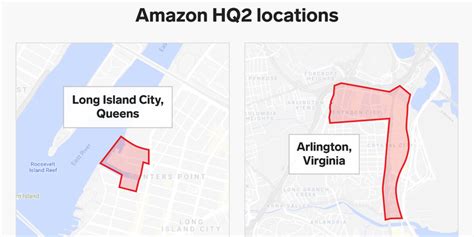 Amazon Hq2 Potential Sites In New York Virginia Map Business Insider