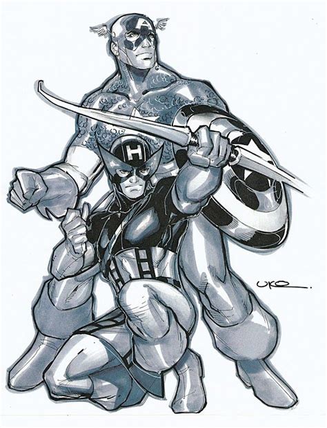 Team Tuesday Cap And Hawkeye Art By Uko Smith Comic Artist Geek