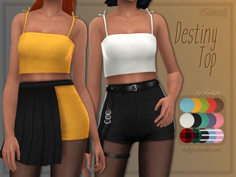 Trillyke Destiny Top Cute Summer Crop Top With Bows On The Sims