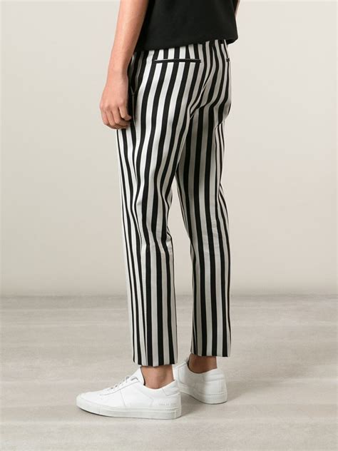 Dolce And Gabbana Striped Trousers In Black For Men Lyst