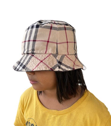 Vintage Burberry Nova Check Reversible Bucket Hat For Kids Etsy